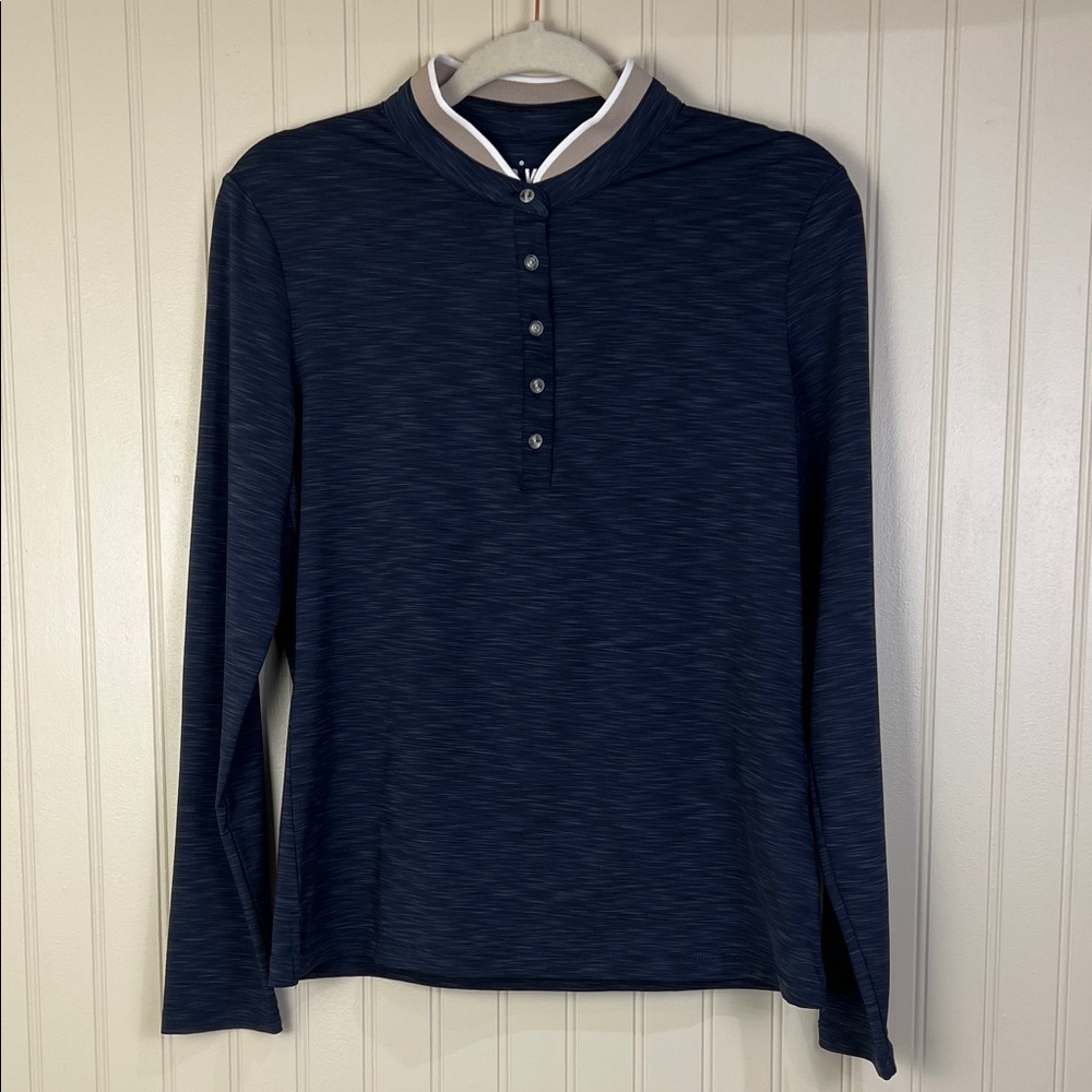 Nivo Women’s Long Sleeve Mock Neck Golf Shirt Blue Size Medium